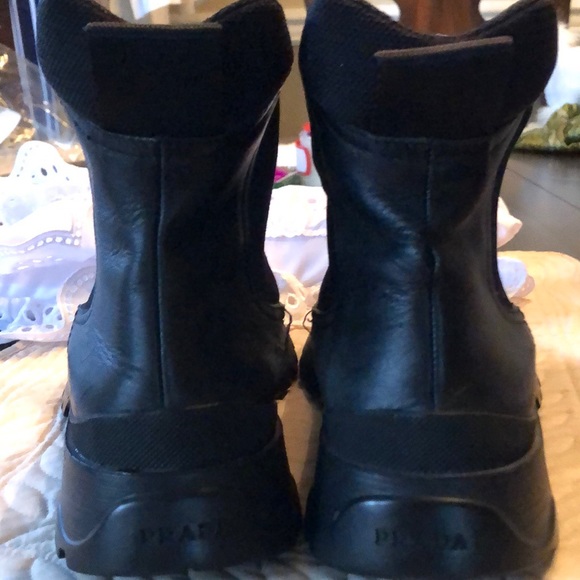 Prada Women’s Made In Italy Chunky Sole stretchy sides pull on rugged booties - Picture 6 of 15